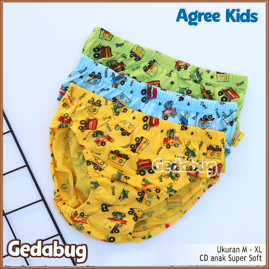 3 pcs - Celana Dalam AGREE Kids AK 23 / CD Anak Boy Warna Full Print - Cd Agree AK 023 | Gedabug