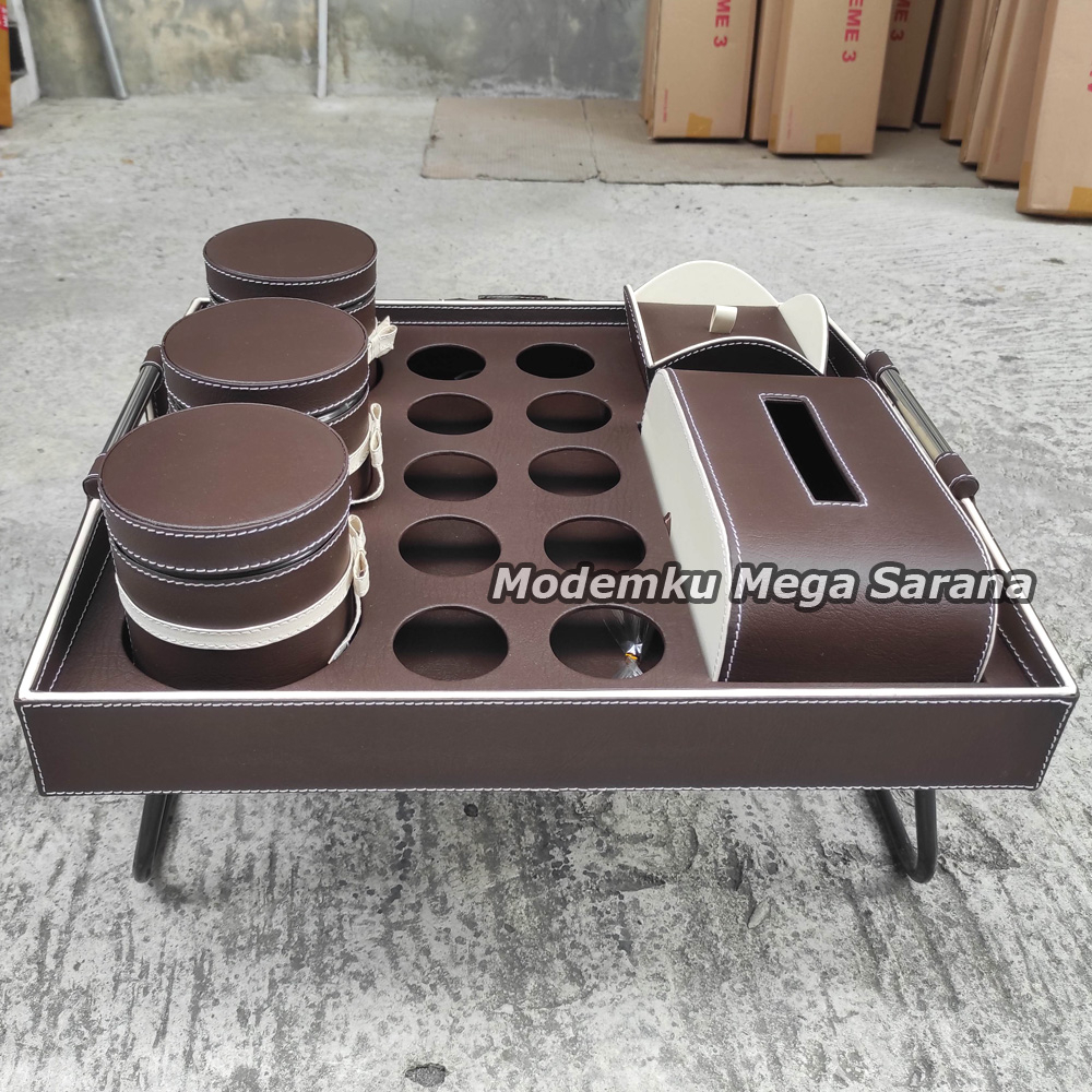 TRAY Set Lebaran Toples Nampan Set 1 Tisu 1 Box Permen 3 Toples 10 Lubang Aqua