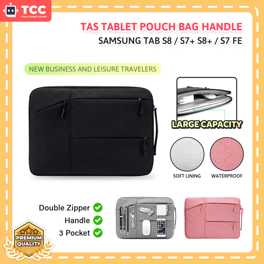 Tas Samsung Tab S8 S8+ Plus S7 S7+ Sarung Case Pouch Sleeve Bag Handle Pouch Handbag Tablet Full Cov