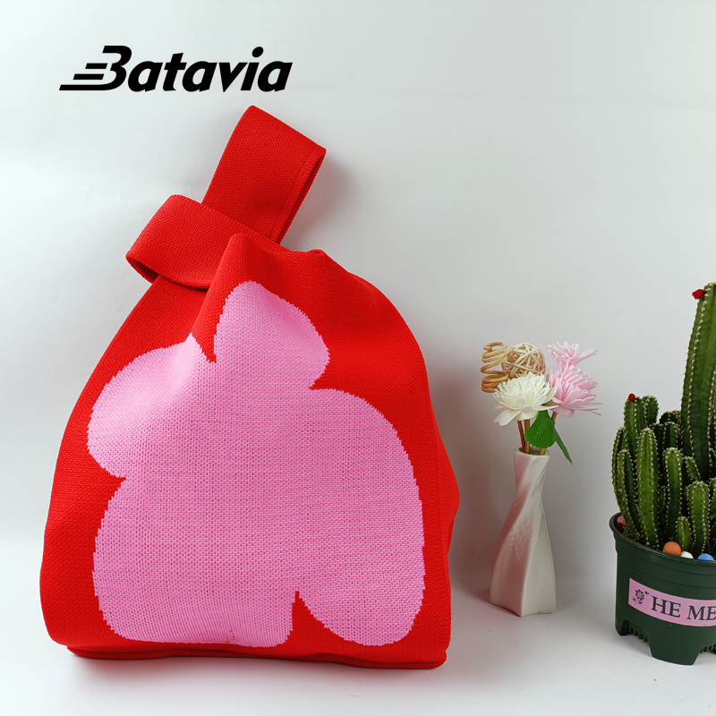 Batavia Tas Wanita Motif Rajut Simpel &amp; Keren - Tas Totebag Cewek Model Rajut Lampit Kekinian BAG 00