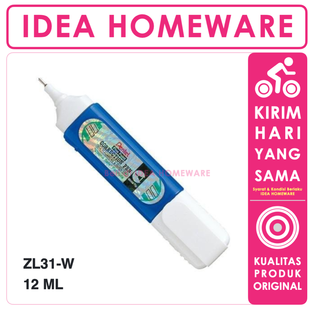 

Pentel Correction Pen ZL31-W Original / Pentel Tip Ex Kertas Cair