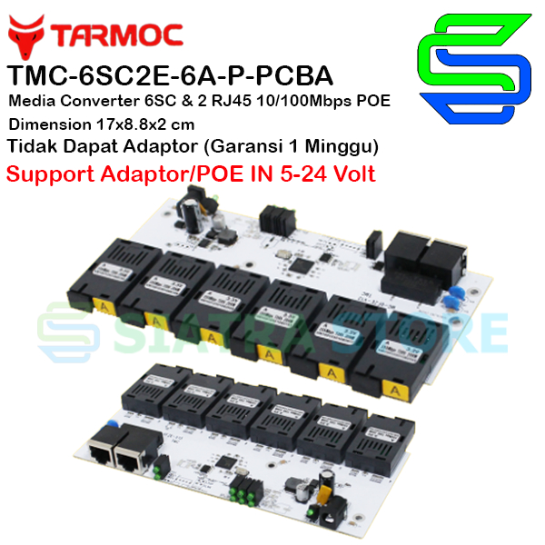 Tarmoc TMC-6SC2E-6A-P|6FO 2LAN 10/100 POE(5-24V) Media Converter PCB