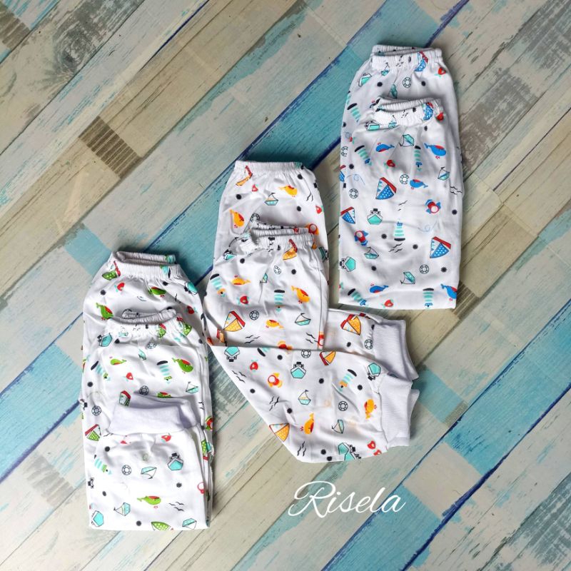 6 PCS CELANA PANJANG BAYI KATUN MOTIF DAN POLOS BUKA KAKI UNTUK BAYI  BARU LAHIR (NEW BORN) SAMPAI USIA 4 TAHUN (0-4 TAHUN) BAHAN CATTON SIZE S M L XL