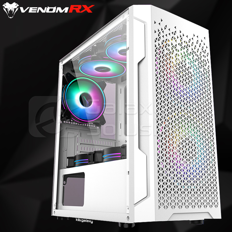 VenomRX URRA White Tempered Glass Side M-ATX Gaming Case