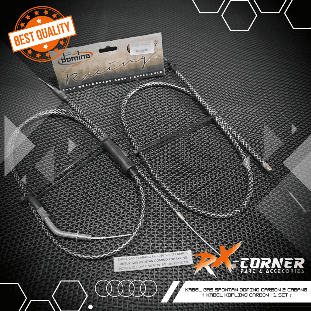 Kabel gas tali gas rx king rxs rxk yt115 serat carbon 2 cabang (untuk gas spontan) DOMINO