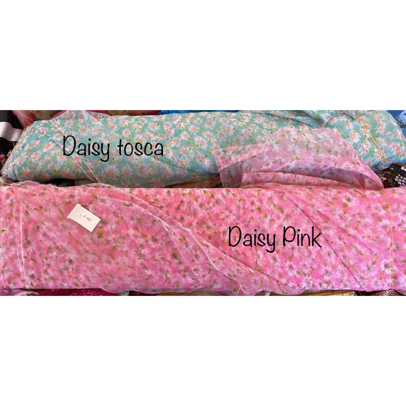 Trendi top organza Fashion Anshara simple Blouse lengan balon motif Daisy kecil