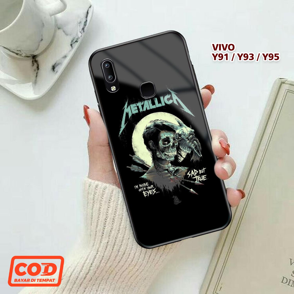 RC Case Vivo Y91 Motif Mettalica Casing 2D Glosy Vivo Y95 Softcase Kilau Vivo Y93 finger Terbaru - C
