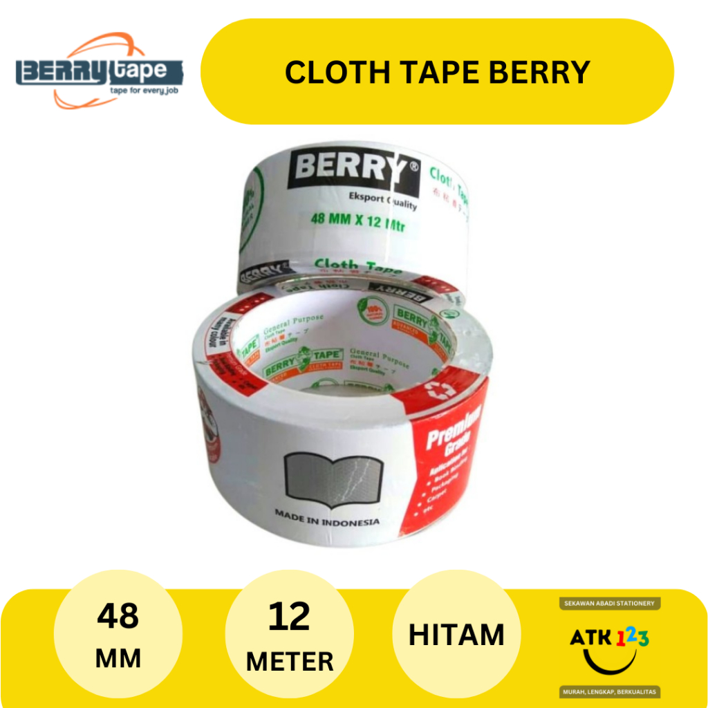 Cloth Premium Tape / Lakban Kain 48mm x 12m Merk Berry Tape