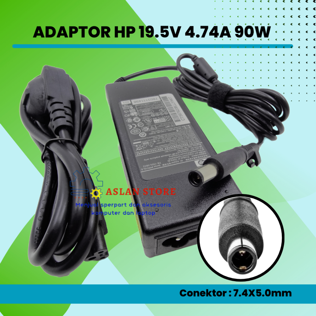 AC Charger Laptop 19.5V 4.74A 90W Jarum Hp Elitebook 8440P 8440W 8460P 8540P 8540W HP Probook 4440S 4535S 4530S 4540S 6475b 6570