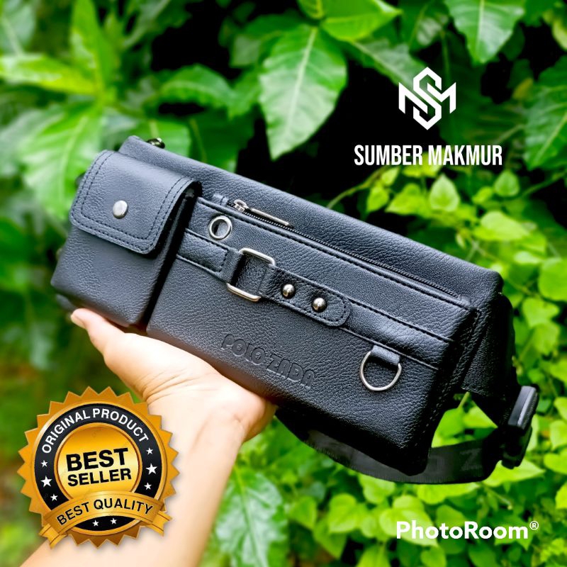 POLOZADA Tas Selempang Pria Free Gantungan Kunci Tas Ravens Waistbag Tas Slempang Anti Air