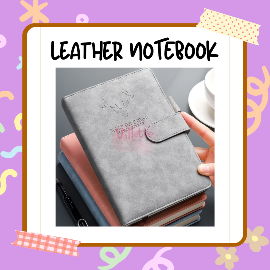 

Buku Agenda Notebook Sampul Kulit Leather Pu Dengan Clip Pengait Pembatas Buku dan Slot Pulpen Pensil Pena A5 Premium