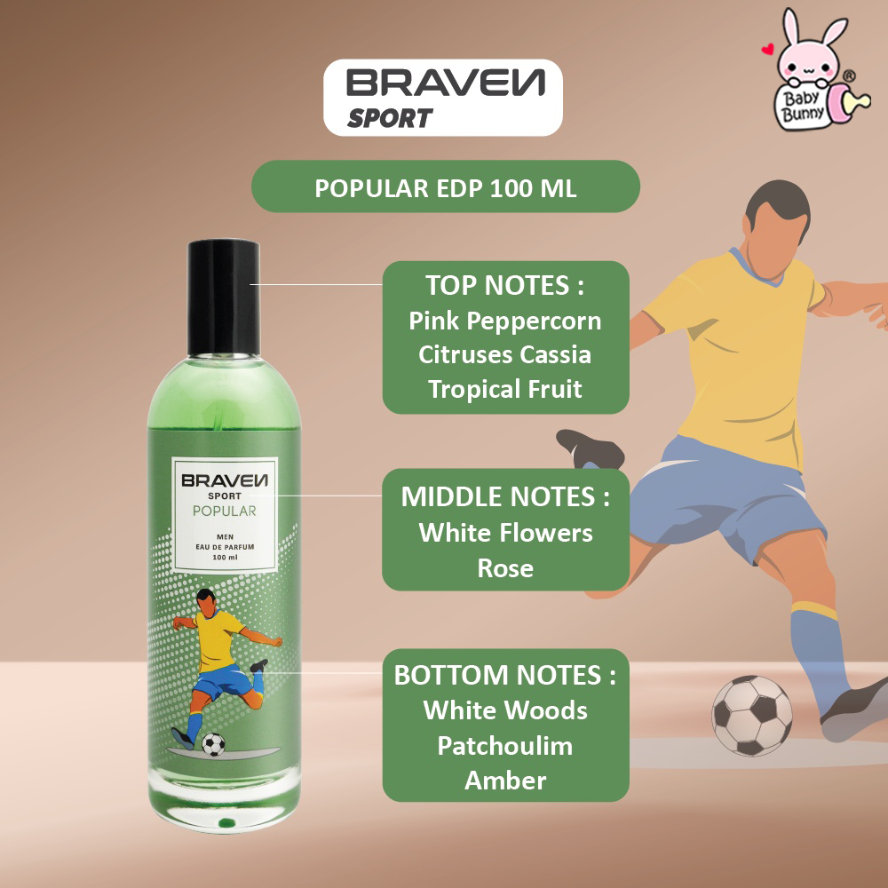 ❤ BELIA ❤ BRAVEN Sport Men Eau De Parfum 100ml | EDP Parfume Cowok Laki-laki | Baby Bunny