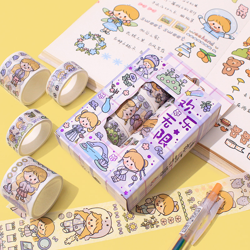 Stiker Roll Box / Stiker Box ROLL Cute Washi ( 4 Warna )