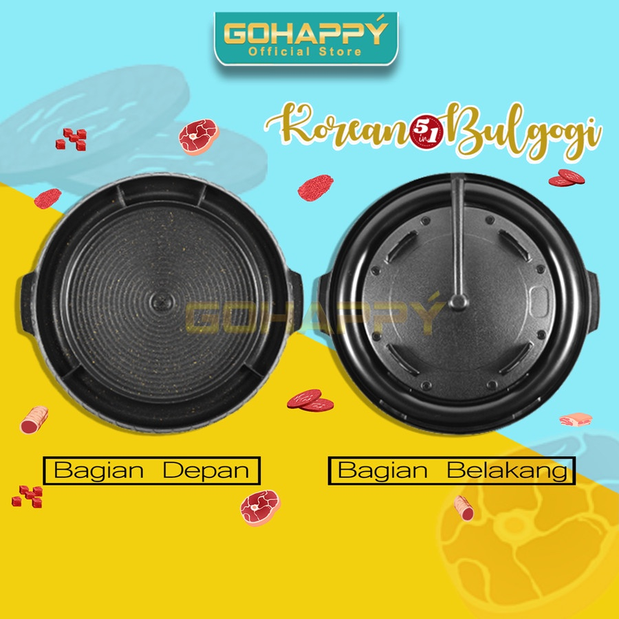 BULGOGI GOHAPPY| Panci Panggang Grill Pan| Alat Pemanggang round barbecue 32 cm