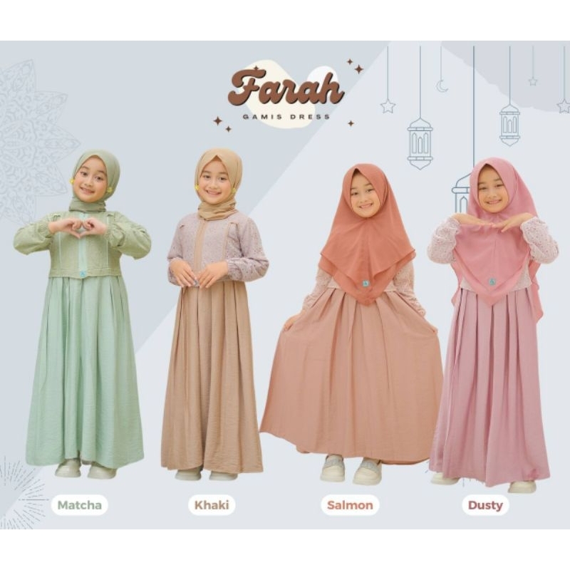 Gamis Farah by A2Kids || Baby Kids Junior Teen | KERUDUNG/BERGO | BACA DESKRIPSI | Couple Farhan