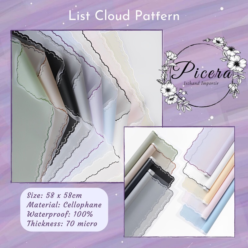 

Flower Wrapping Paper Korean List Cloud Pattern 3D Cartoon Cellophane Waterproof Kertas Bungkus Pembungkus Bouquet Bunga Motif Ala Korea Kartun Awan Gelombang Anti Air