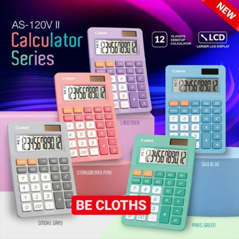 

Canon AS-120V Calculator Desktop Kalkulator Meja Kantor Stylish Warna Warni Colorful AS 120V