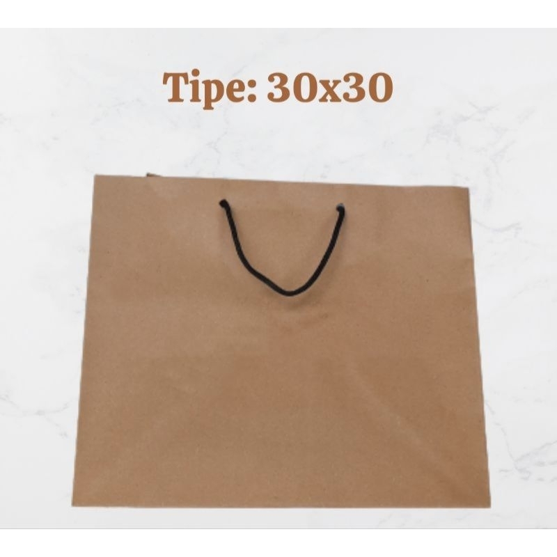 Paper bag 30x30, tas kertas coklat polos murah ukuran P30 x L30 x T27