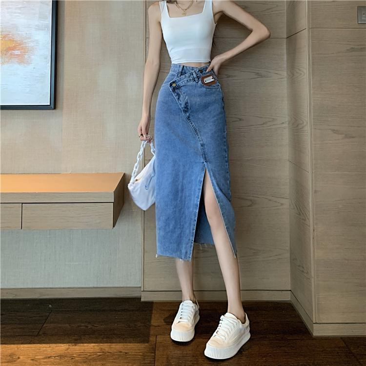 2023terbaru Rok Jeans Wanita rok high waist rok jins panjang wanita rok cewek kekinian rok korea ootd rok span jeans jumbo size 5XL