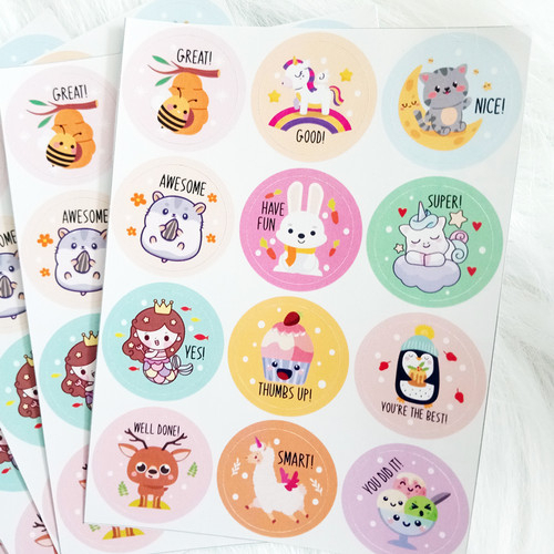 Stiker Label Bulat Reward Anak 1 Lembar (Isi 24 Bulat Stiker)