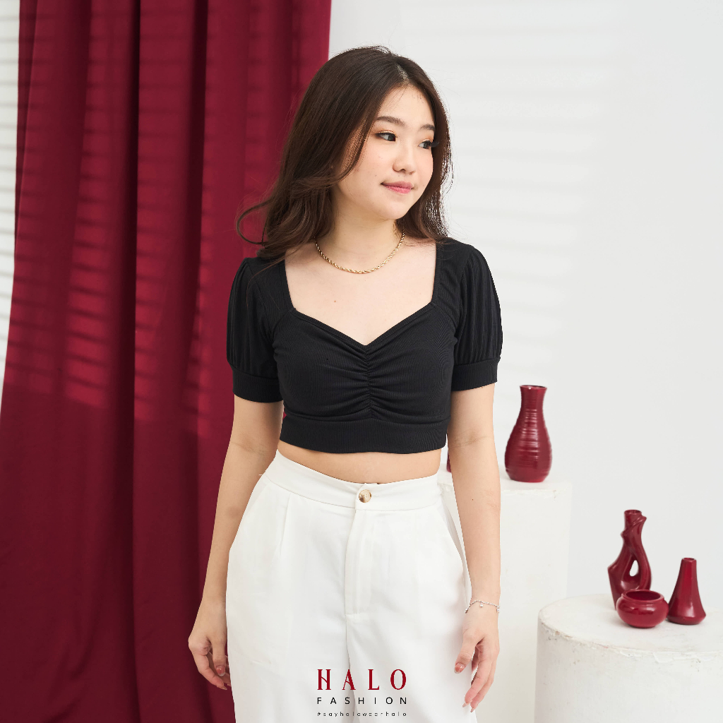 [HaloFashion] Lesley Sexy Crop Top Basic Top Korean Fashion
