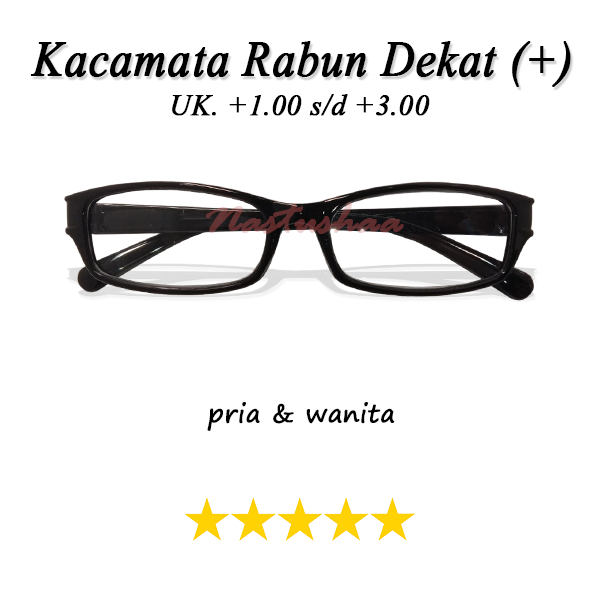 Kacamata Plus (+) Uk. +1.00 s/d +3.00 Kacamata Rabun Dekat Bingkai Persegi Panjang Kecil Hitam Unisex NOCASE