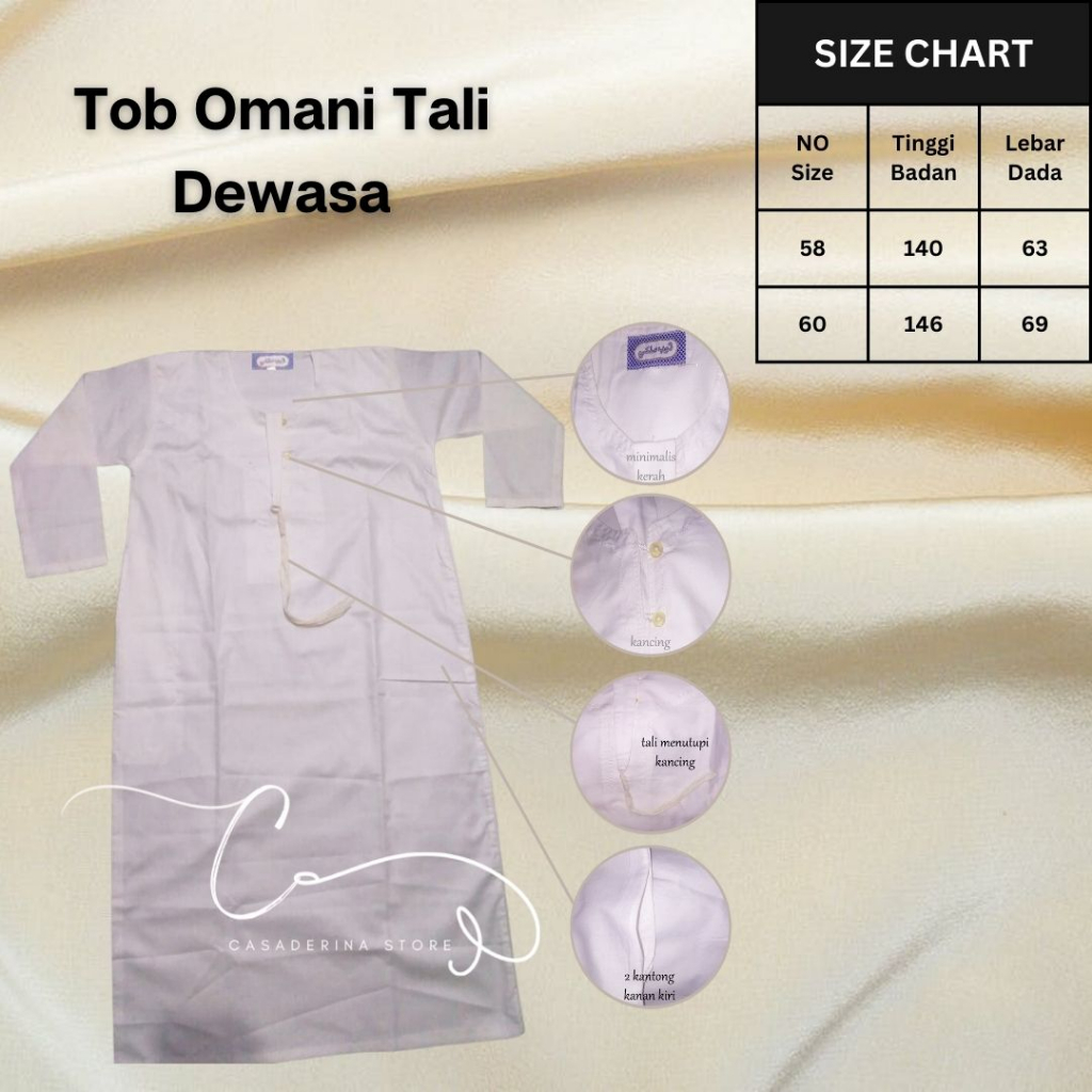 Gamis Ikaf Thobe Omani Tali Maliki Pria Dewasa | Impor Sauda Arabia