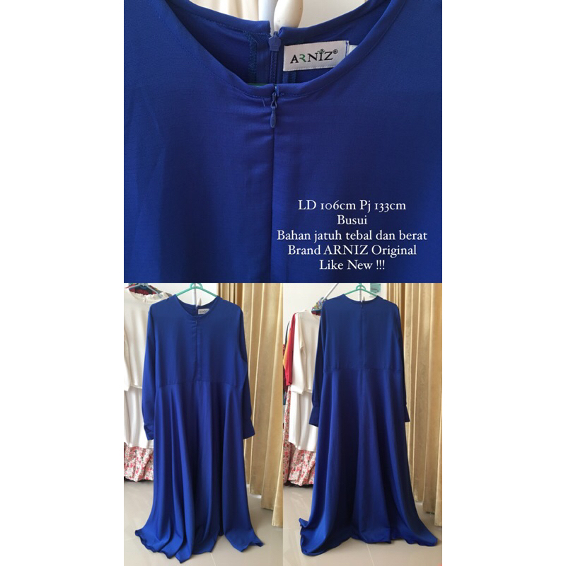 ARNIZ original Biru Elektrik Gamis Maxi Dress Branded
