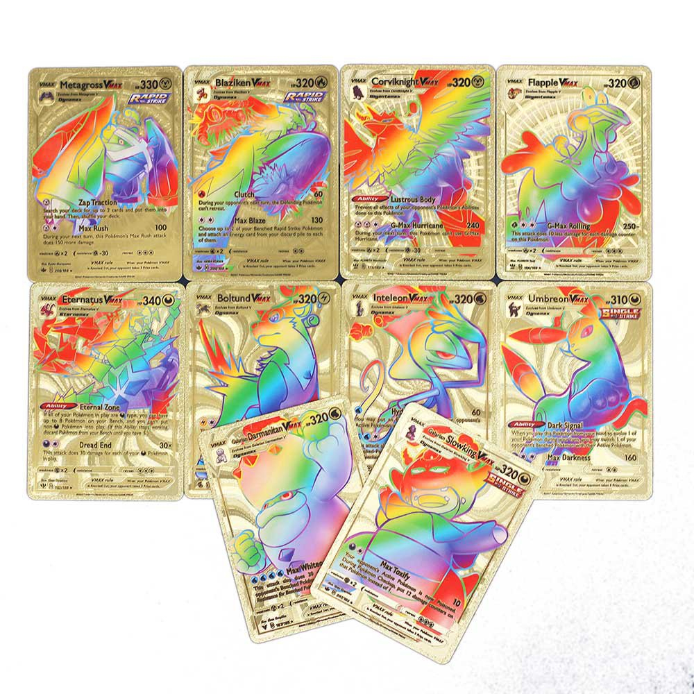 【COD】55pcs Kartu Emas Rainbow Pokemon Cards Vmax GX Gold Cards TCG Trading Card(Bahasa Inggris)