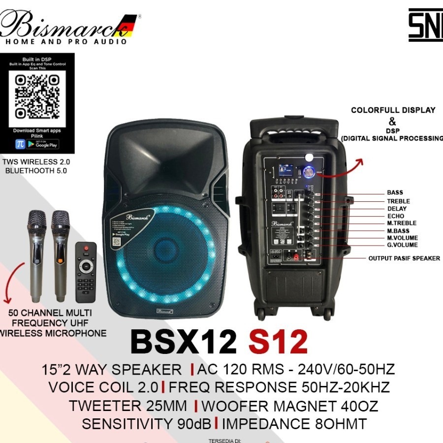 Speaker Portable Meeting Bismarck BSX12 S12 Original 12 inch