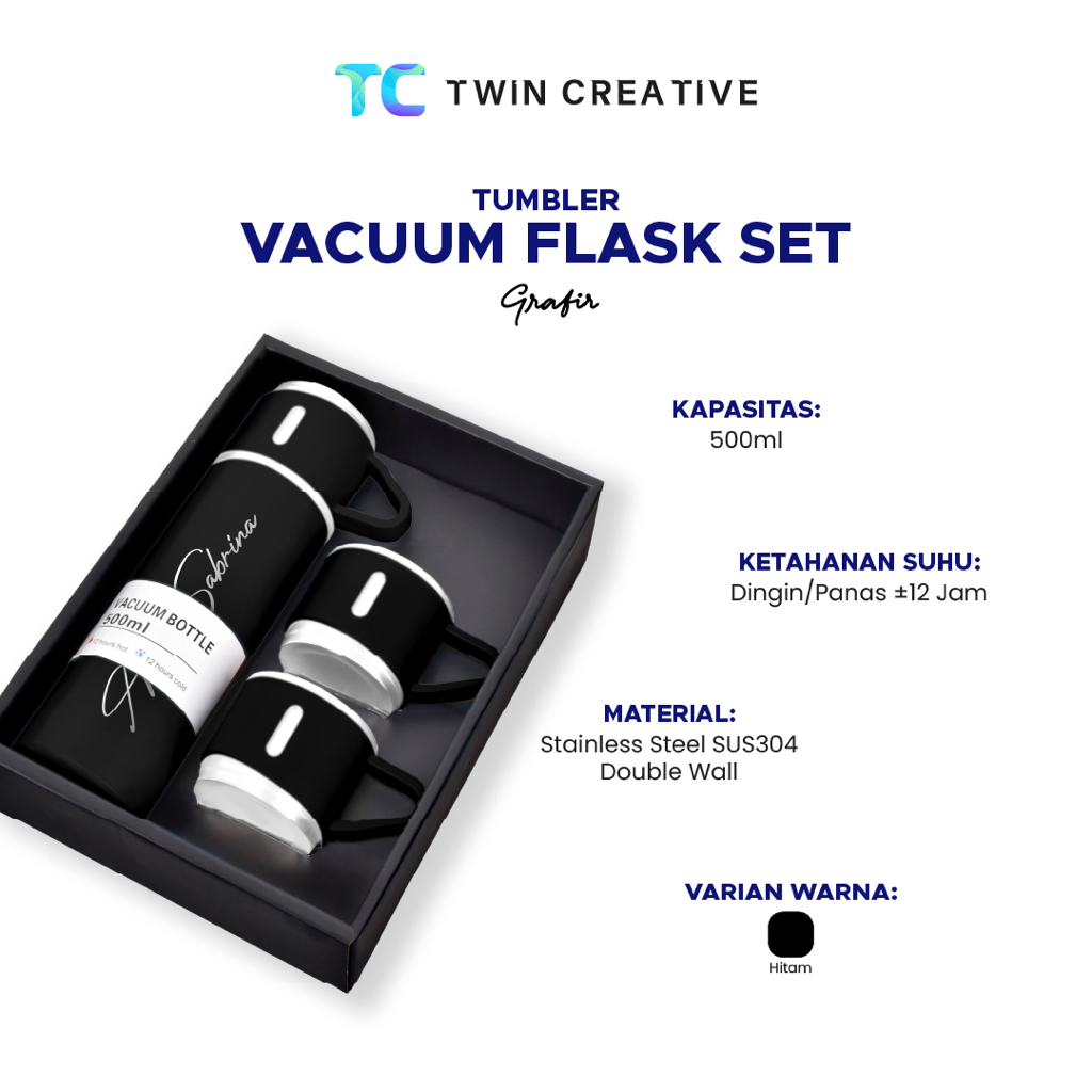 Hadiah Tumbler Vacuum Flask Set Souvenir Botol Minum Tahan Panas &amp; Dingin - Cetak Termos Sultan Grafir