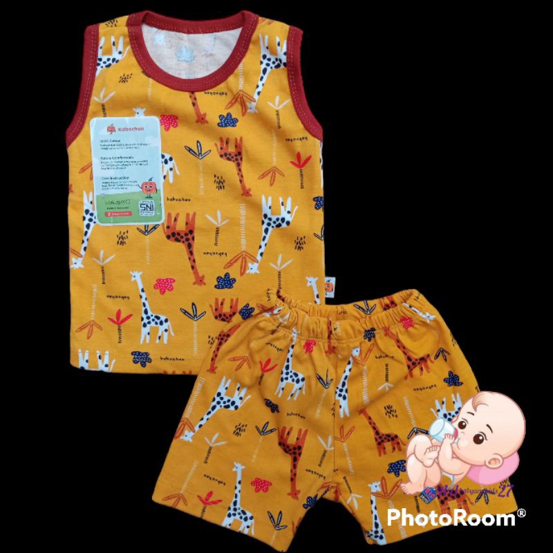 KABOCHAN 3Pasang Setelan Baju Bayi Lengan Kutung Full Printing Ukuran S M L 2L XL SNI Nyaman Murah Berkualitas