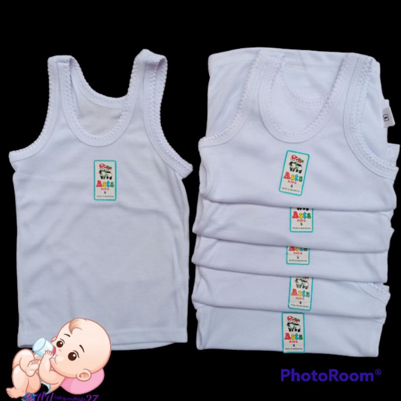 ASTA KIDS 6PC SINGLET BAYI DASAR PUTIH MURAH BERKUALITAS UKURAN S M L XL SNI HIGHT QUALITY