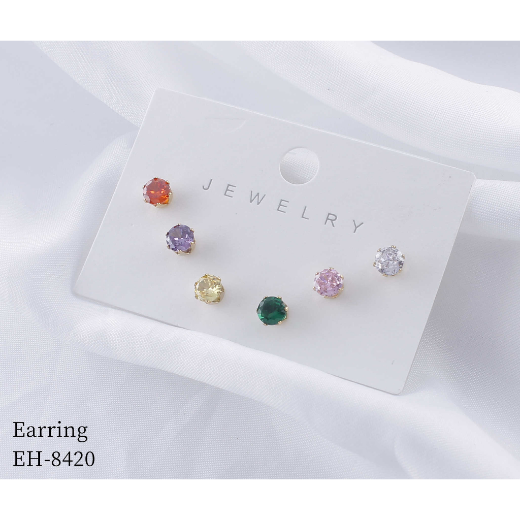 Anting Titanium Permata Warna Warni Perhiasan Fashion 8420