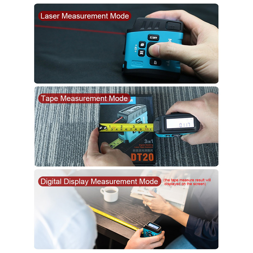 MILESEEY Meteran Laser Bluetooth Rangefinder Tape Measure 3 in 1 40M - DT20 - Green