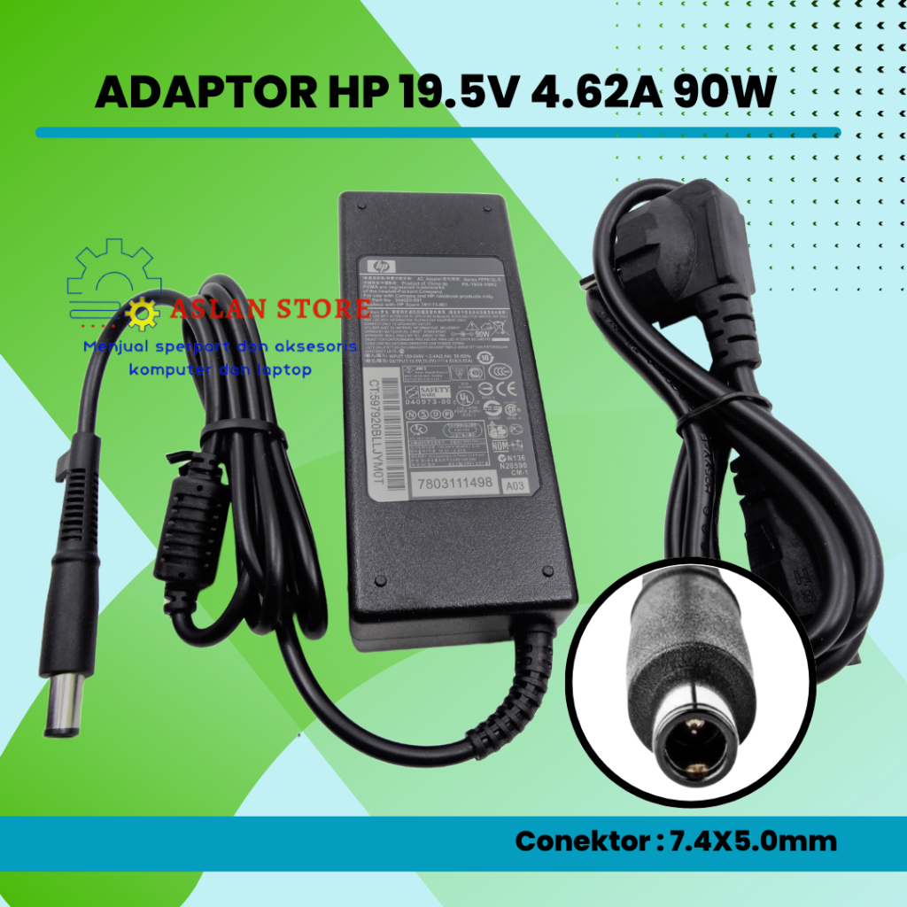 Adaptor Charger HP 90W 19.5V 4.62A for HP G56-106SA G56-106SA G60-114EA G61-401SA HP Pavilion DV7-4150ea dv7-4170us DV7-4180ea dv7-4180us