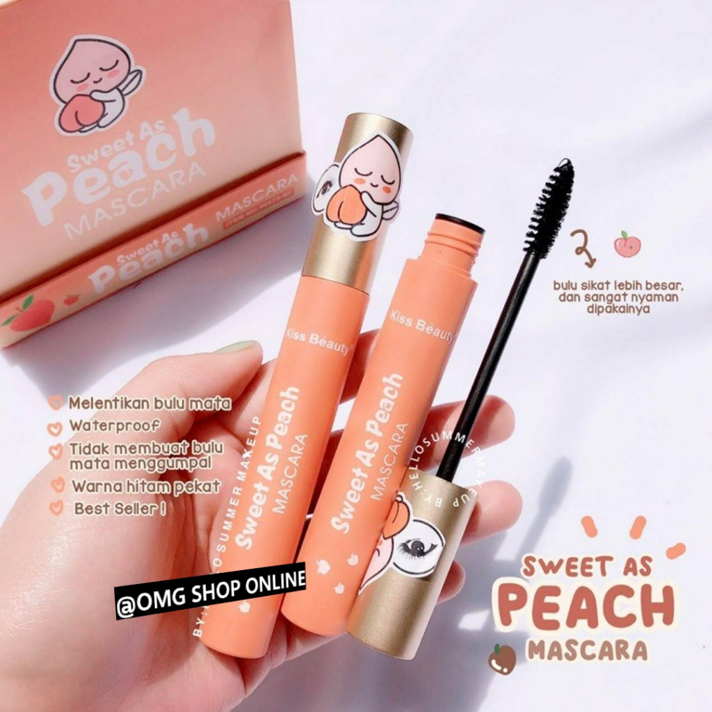 Termurah !!! Maskara Waterproof Anti Air Kiss Beauty Peach ORIGINAL 100% Thailand / Maskara Pemanjang Bulu Mata Lentik Maskara Anti Luntur / Volume Mascara Waterproof Anti Air Tahan Lama Murah / Maskara 2 in 1 Eyeliner Waterproof Penebal Bulu Mata Make Up