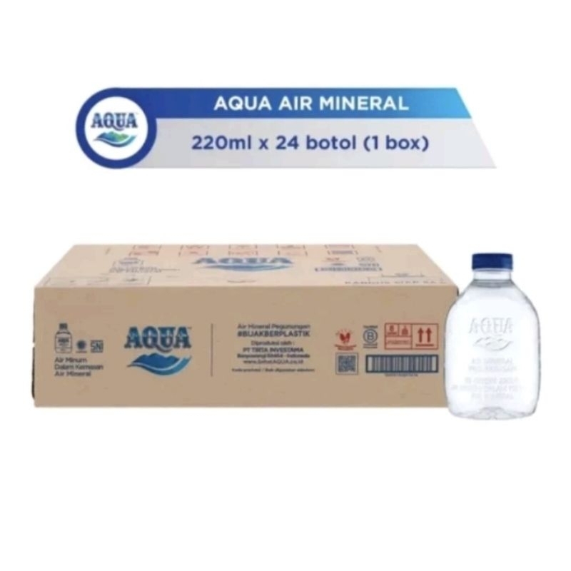 Air Mineral Aqua Botol 220ml x 24pcs