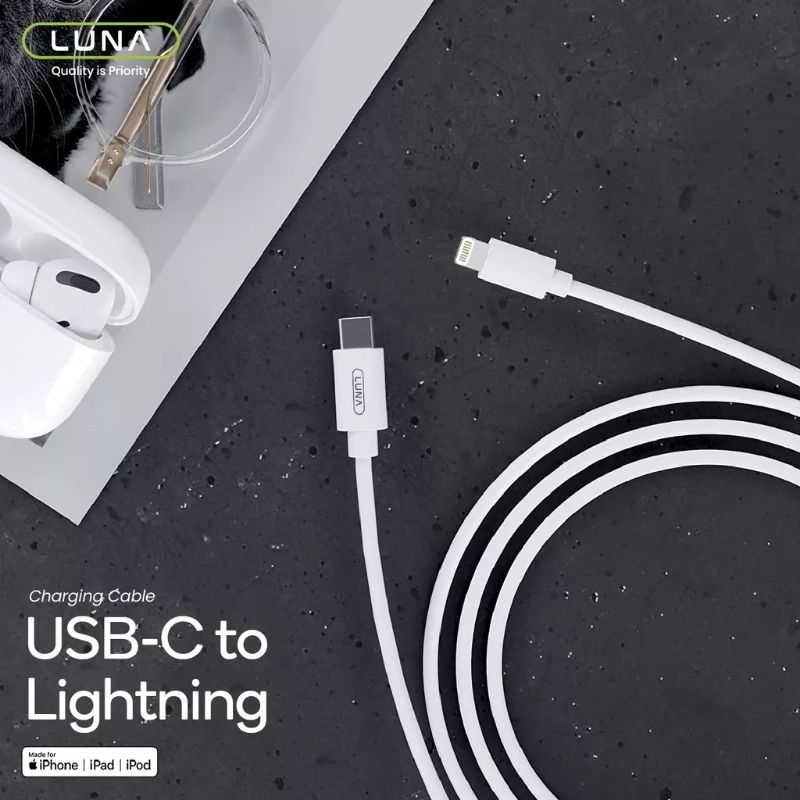 Luna Cable Data ip 11 pro pro max  Lightning Original Fast Charging iP Kabel Data Type-C to Lightning iP PD15W Garansi Resmi 2 tahun