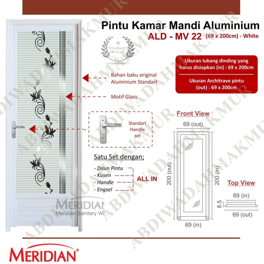 Pintu Aluminium Kamar Mandi MERIDIAN ( ALD MV 22 )