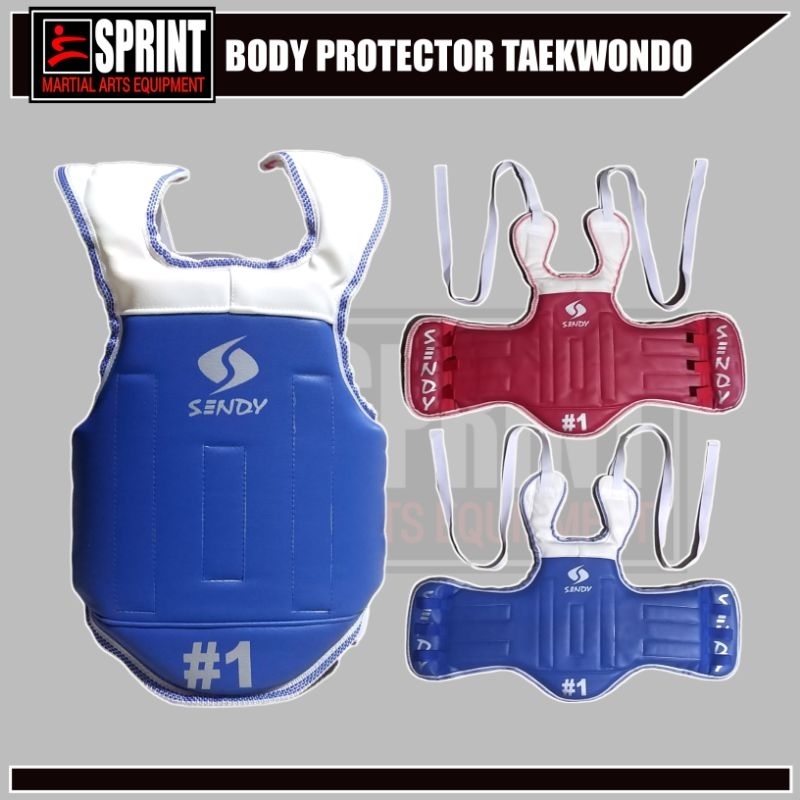 Bodyprotector Taekwondo Bolak Balik Merah Biru - Hugo Taekwondo - Body Protector Pelindung Badan Tae