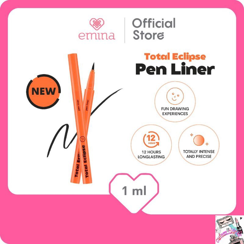 ☃️Cutezz_Ching1☃️Emina Total Eclipse Pen Liner 1 ml - Eyeliner Hitam Waterproof