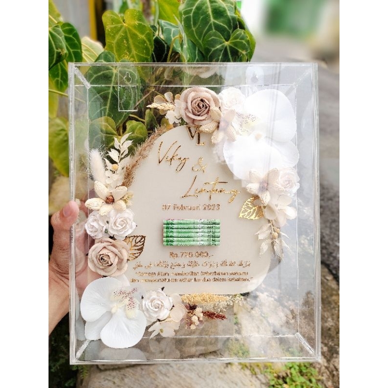 MAHAR FULL AKRILIK BRUSH FRAME TRANSPARAN 25X30 / MAHAR NIKAH / MAHAR UANG / MAHAR KEKINIAH