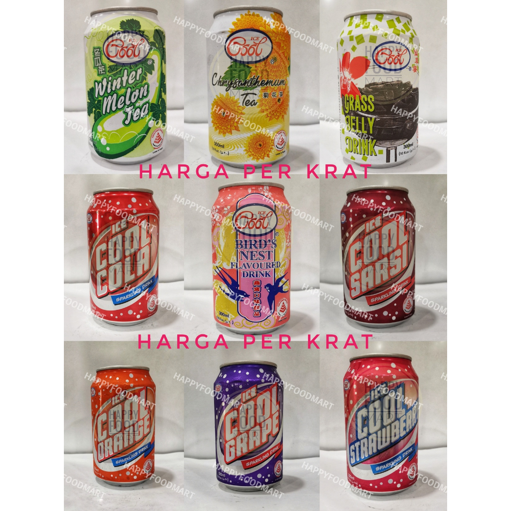 

[HALAL] ICE COOL MINUMAN KALENG LOW SUGAR 24 PCS/WINTER MELON TEA/CHRYSANTHEMUM/GRASS JELLY/COLA/BIRD NEST/SARSI/ORANGE/GRAPE/STRAWBERRY SPARKLING DRINK/KUNDUR/KRISAN/CINCAU/SARANG BURUNG WALET