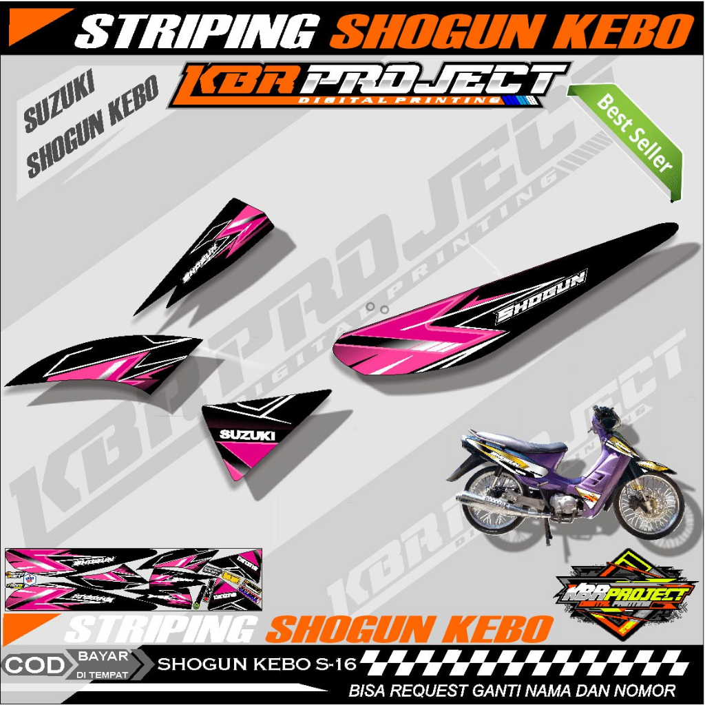 SHOGUN KEBO STIKER MOTOR KEREN Striping Lis Variasi Stiker Motor SUZUKI Racing S.16 TRANSPARAN Cod
