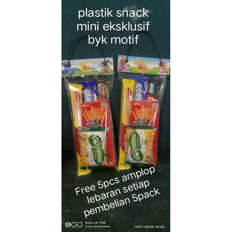 

Plastik Snack lebaran / Idul Fitri 12x25cm 1pack isi 10, cara unik berbagi untuk anak dihari yang fitri.