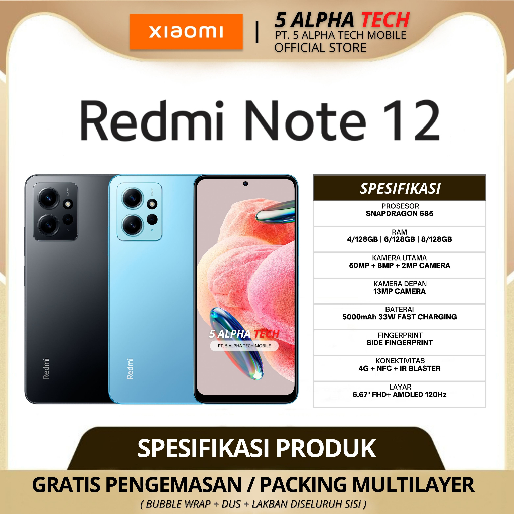 XIAOMI REDMI NOTE 12 NFC 8/256GB 8/128GB 6/128GB 4/128GB GARANSI RESMI XIAOMI