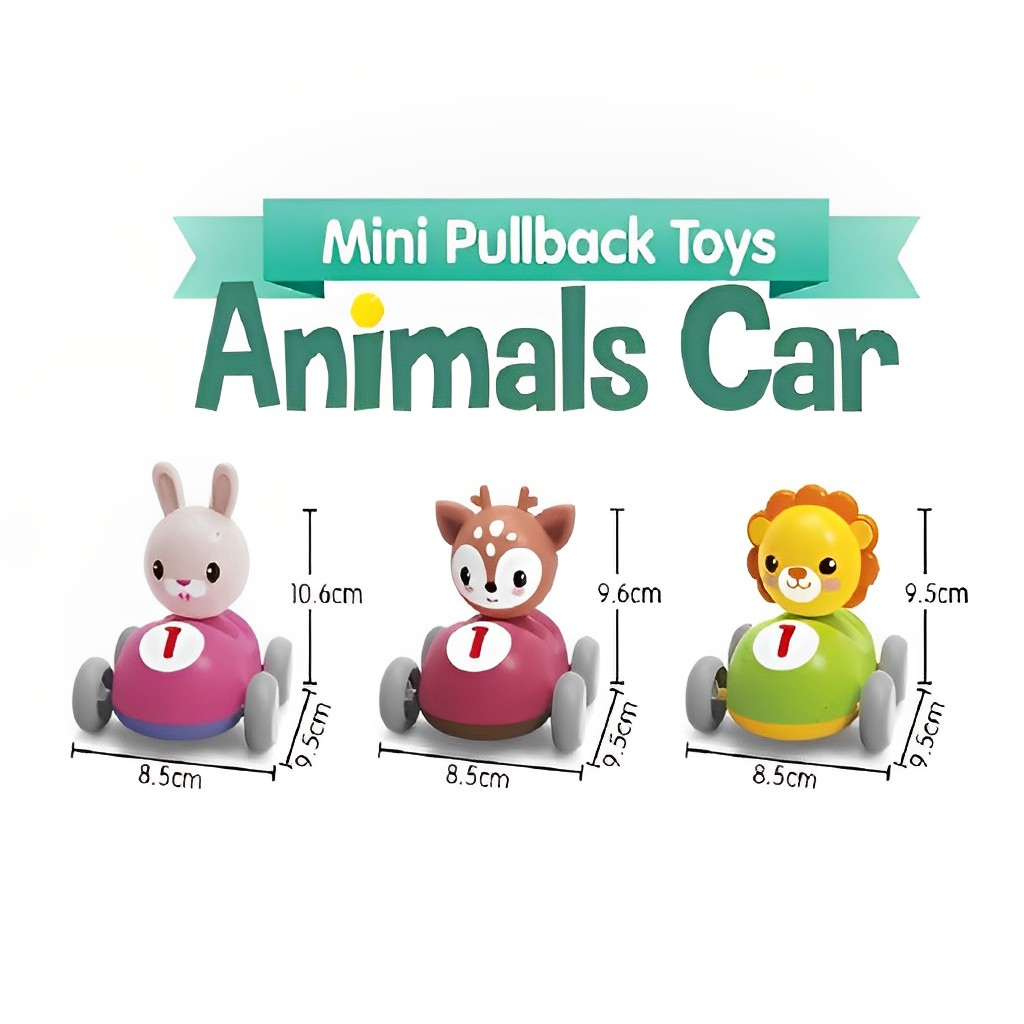 Animal Car Pullback Maju Mundur Lucu | Mainan Anak Laki Laki Perempuan Mobil Hewan Mini