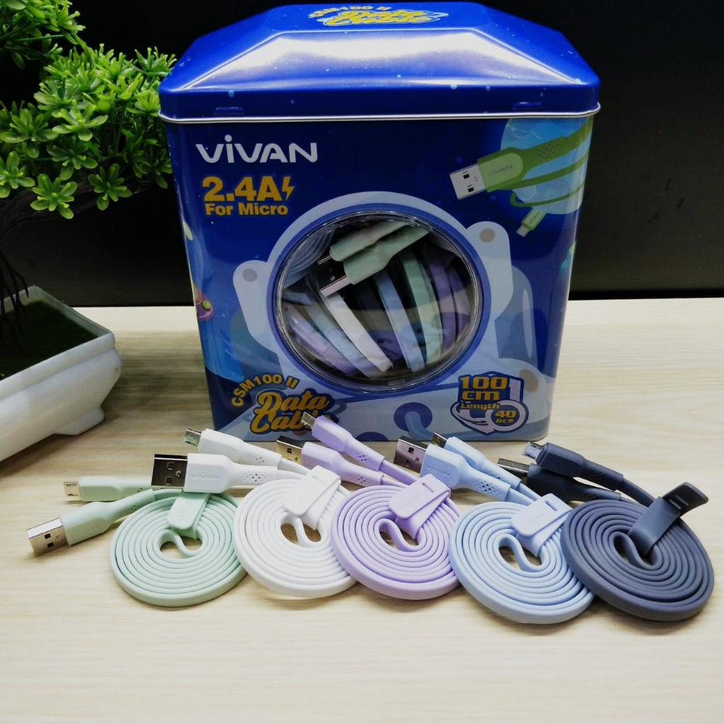 1TOPLES~KABEL DATA MICRO VIVAN CSM100S/CSL100S/CBC100S REAL 2.4A FAST CHARGING ORIGINAL VIVAN