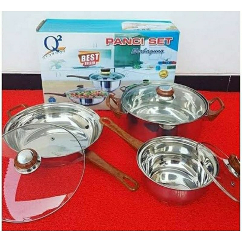 Panci Stainless Q2-7206 atau Q2-7208TL/Panci serbaguna masak